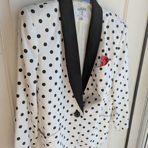 Kasper Black and White Polka Dot Blazer